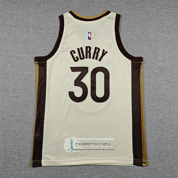 Camiseta Nino Golden State Warriors Stephen Curry NO 30 Ciudad 2025-26 Crema